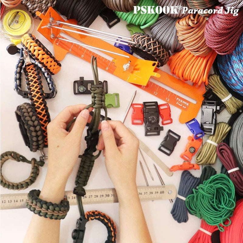 PSKOOK Paracord Bracelet Jig Kit Paracord Tool Kit Adjustable Length Weaving DIY Craft Maker (Orange) - Image 5